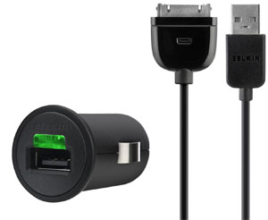 Car Charger with 30-Pin to USB Cable for iPhone